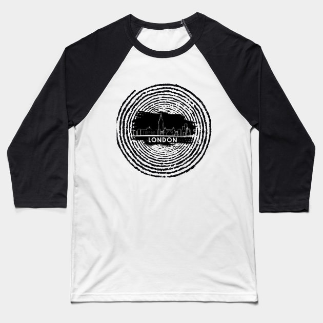 Spiral with London skyline Baseball T-Shirt by PrintDesignStudios